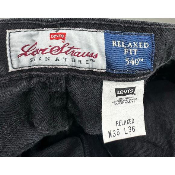 VTG 90s Levi's Signature 540 Relaxed Fit Orange Tab Jeans Men’s Size 36x36 Black - Picture 5 of 6